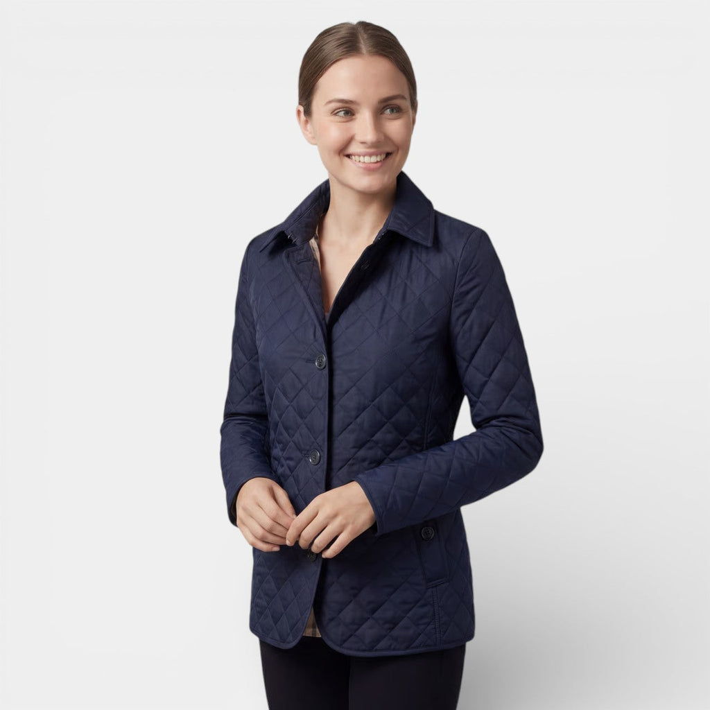 Women's Quilted Padded Cotton Lapel Jacket – Structured Slim Fit