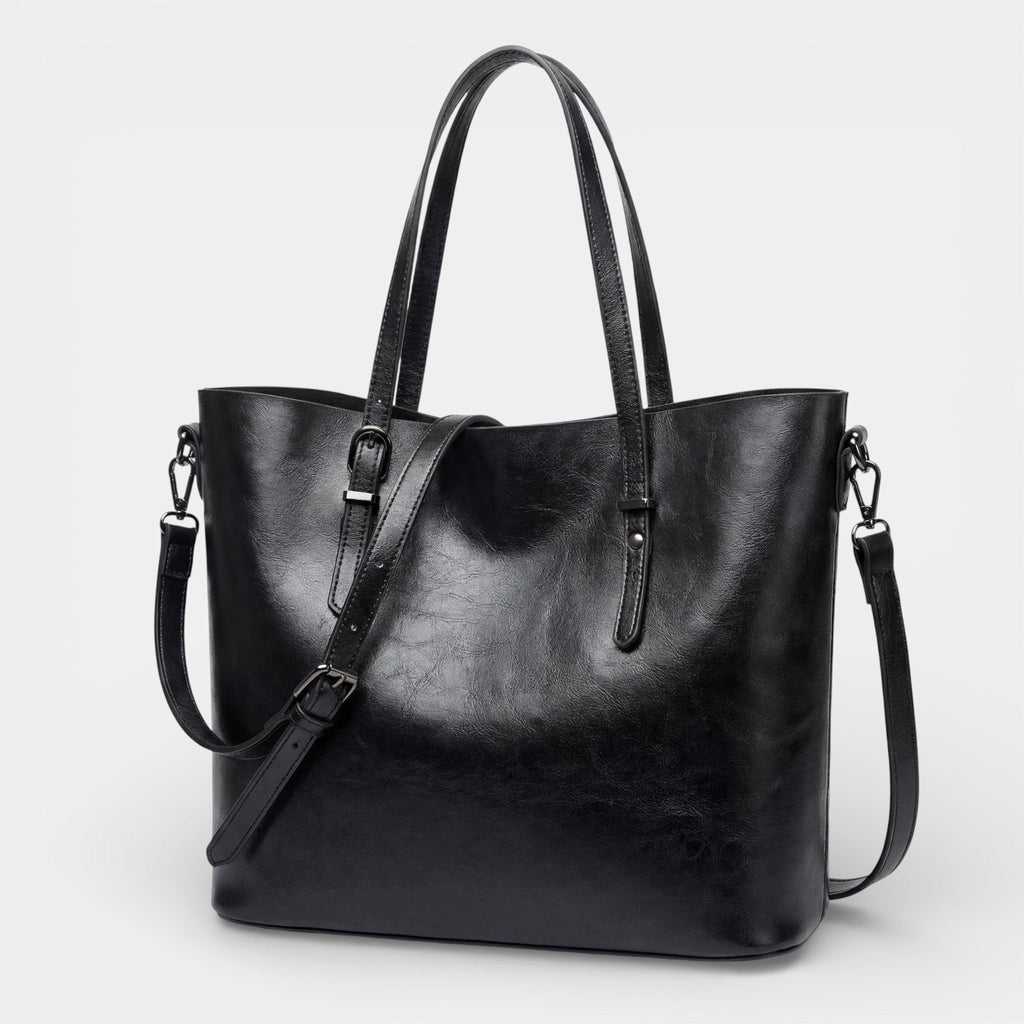 Women's smooth leather tote bag – Large capacity