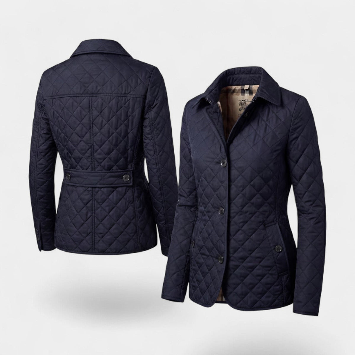 Women's Quilted Padded Cotton Lapel Jacket – Structured Slim Fit