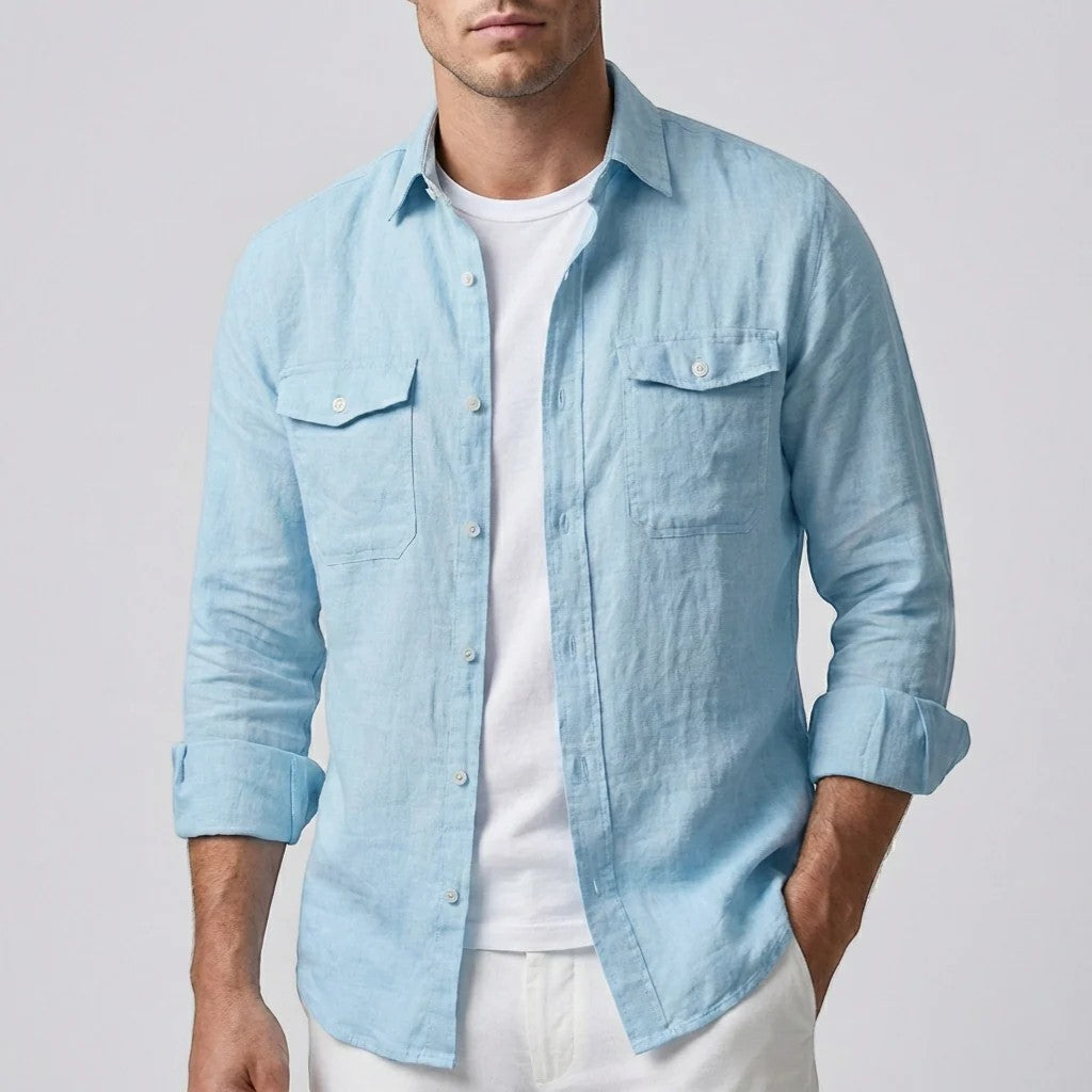Men's long-sleeve linen shirt – Relaxed fit button-down
