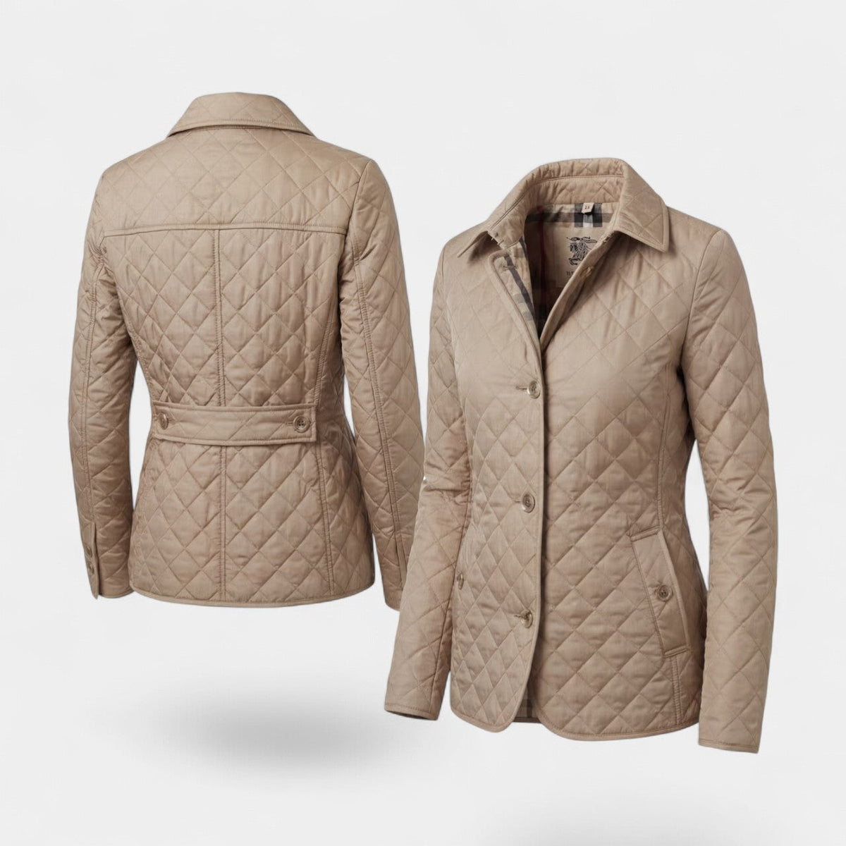 Women's Quilted Padded Cotton Lapel Jacket – Structured Slim Fit