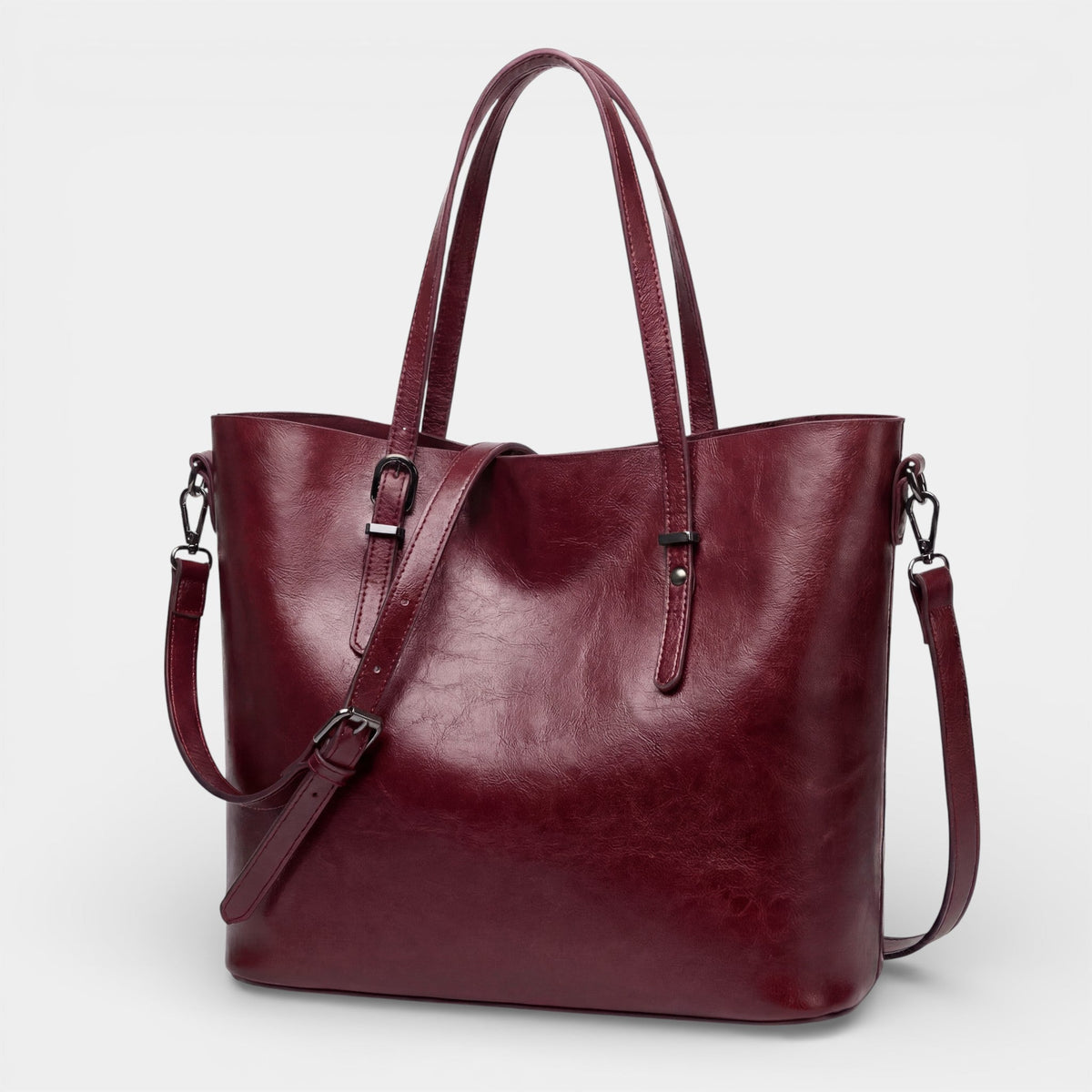 Women's smooth leather tote bag – Large capacity