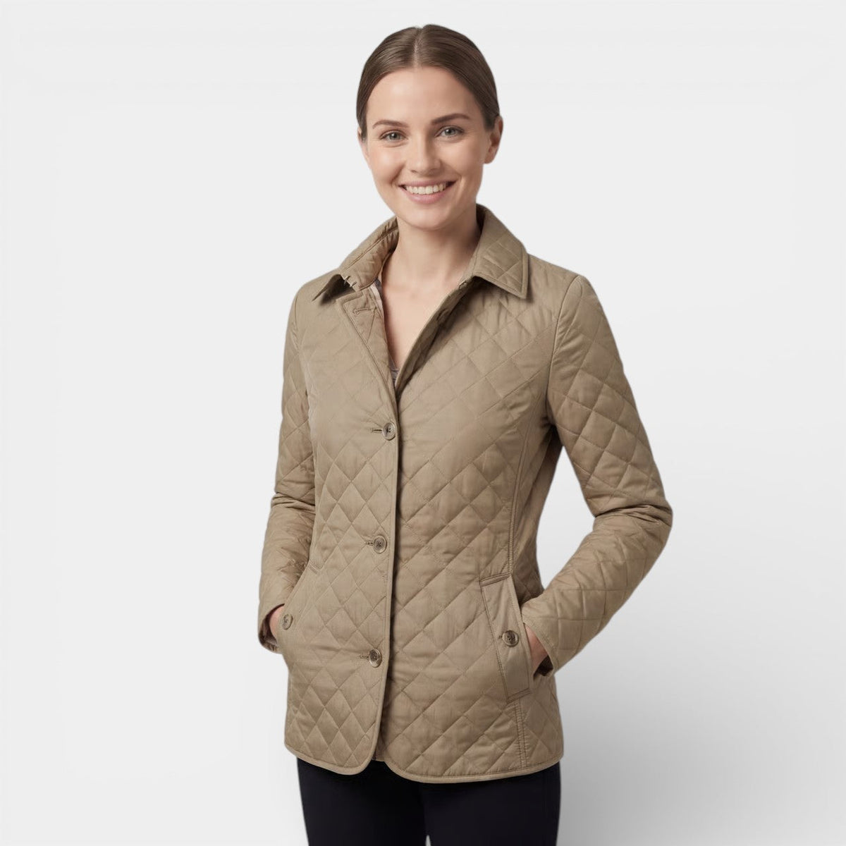Women's Quilted Padded Cotton Lapel Jacket – Structured Slim Fit