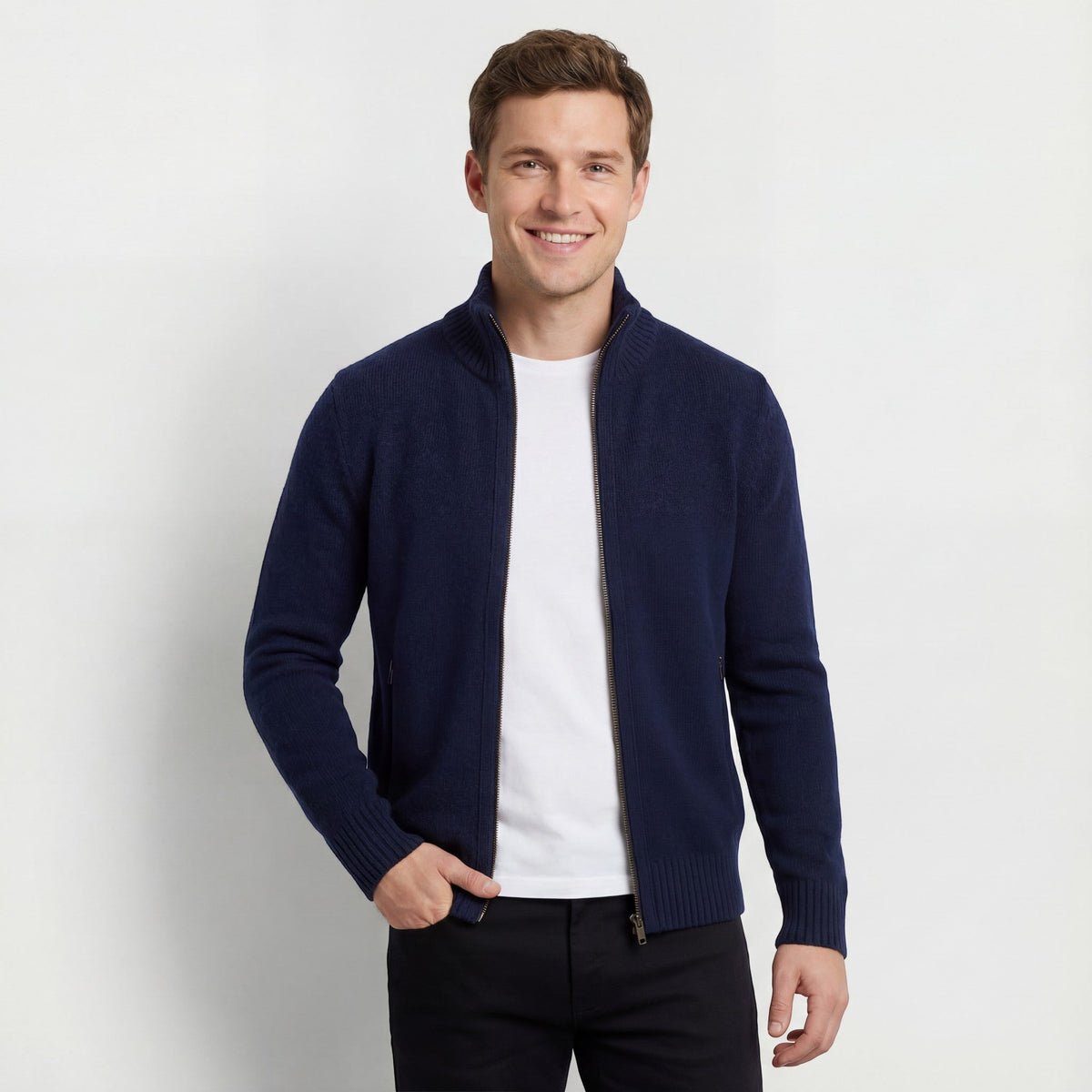 Men's knitted vest – solid casual slim fit