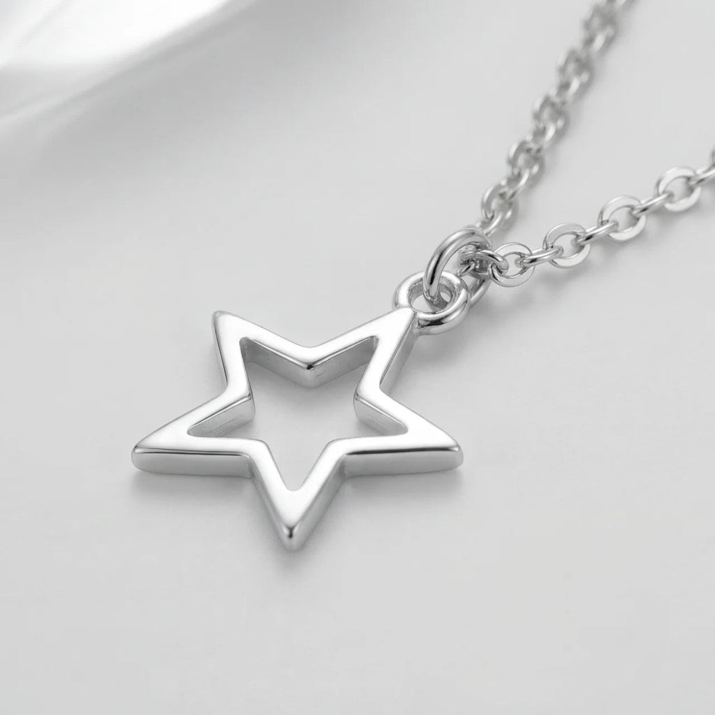 Women's layered star pendant necklace – adjustable chain