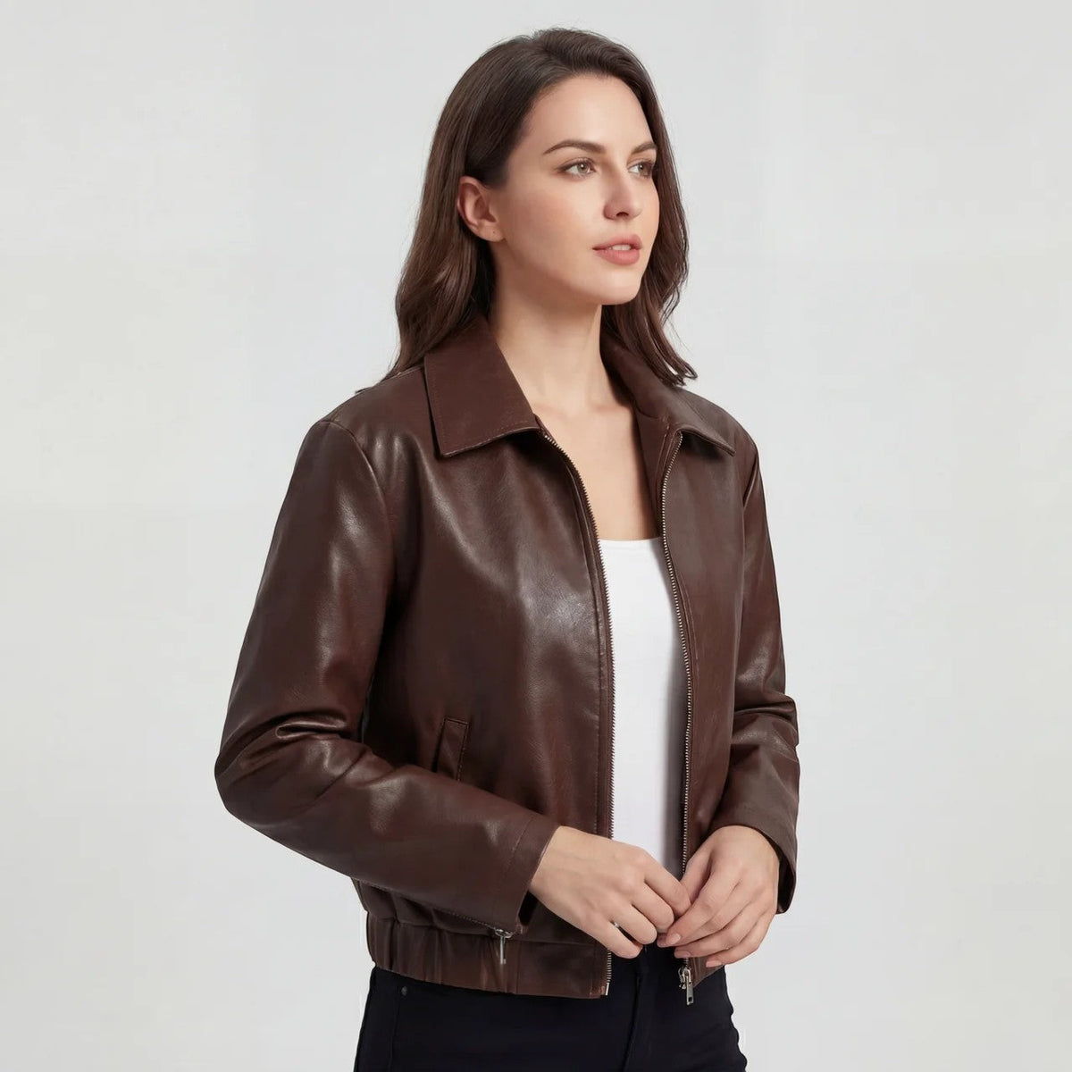 Women's matte leather jacket – Relaxed short fit