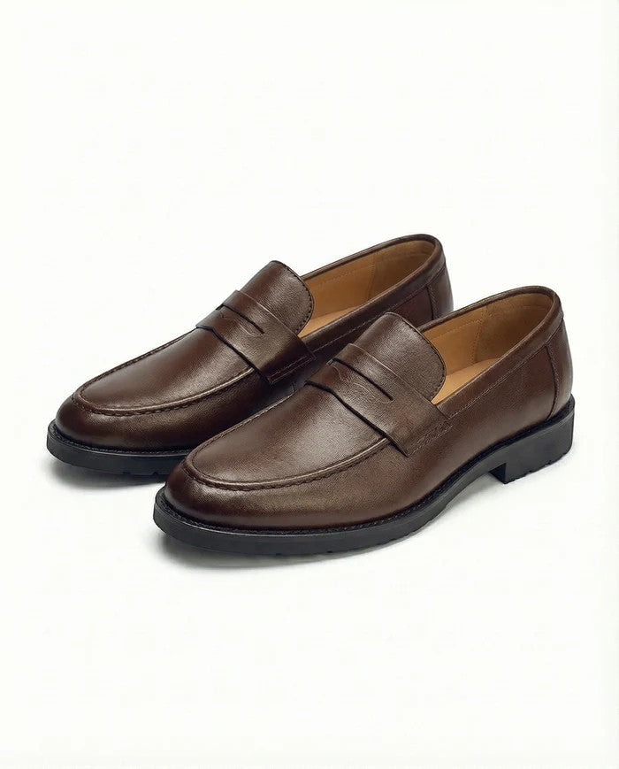 Men's smooth leather loafers – Easy slip-on round toe