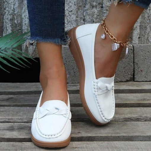 Women's Casual Leather Loafers – Easy Slip-On, Flexible Sole