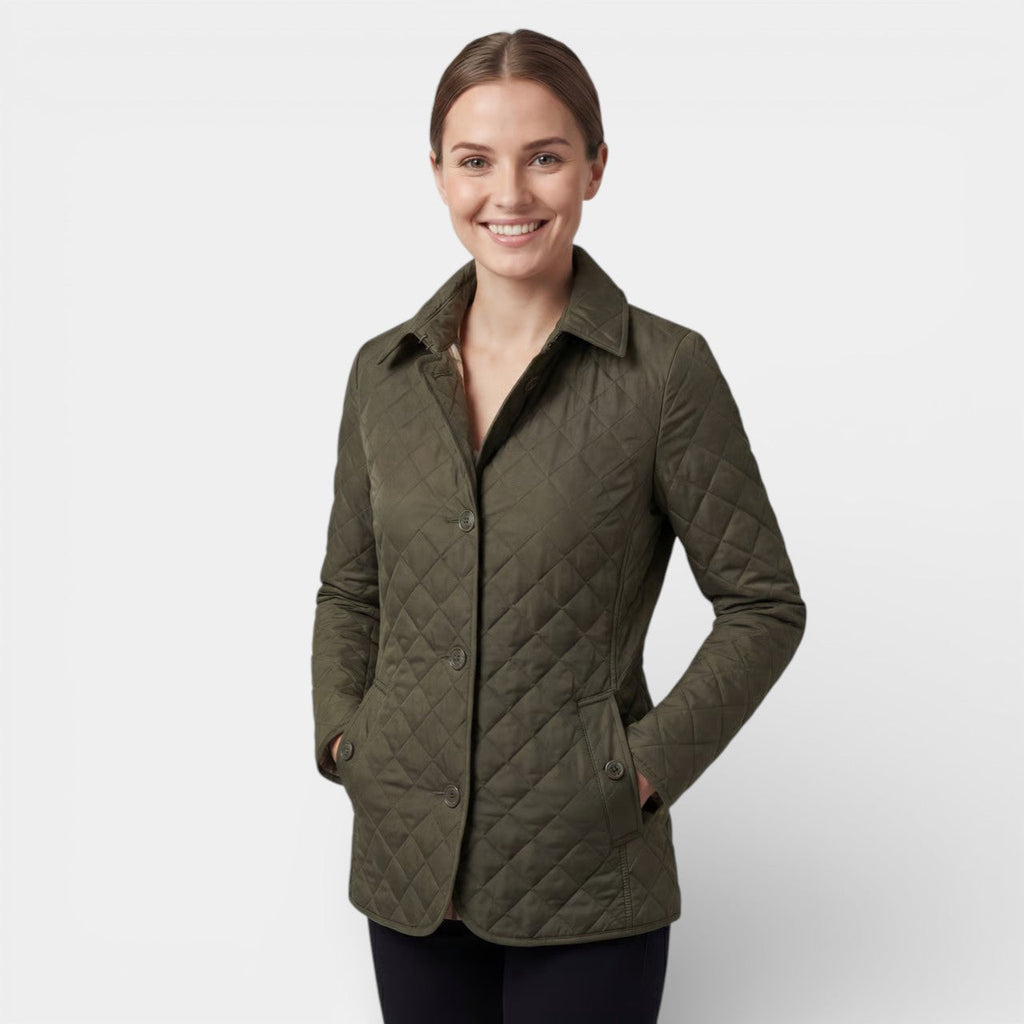 Women's Quilted Padded Cotton Lapel Jacket – Structured Slim Fit