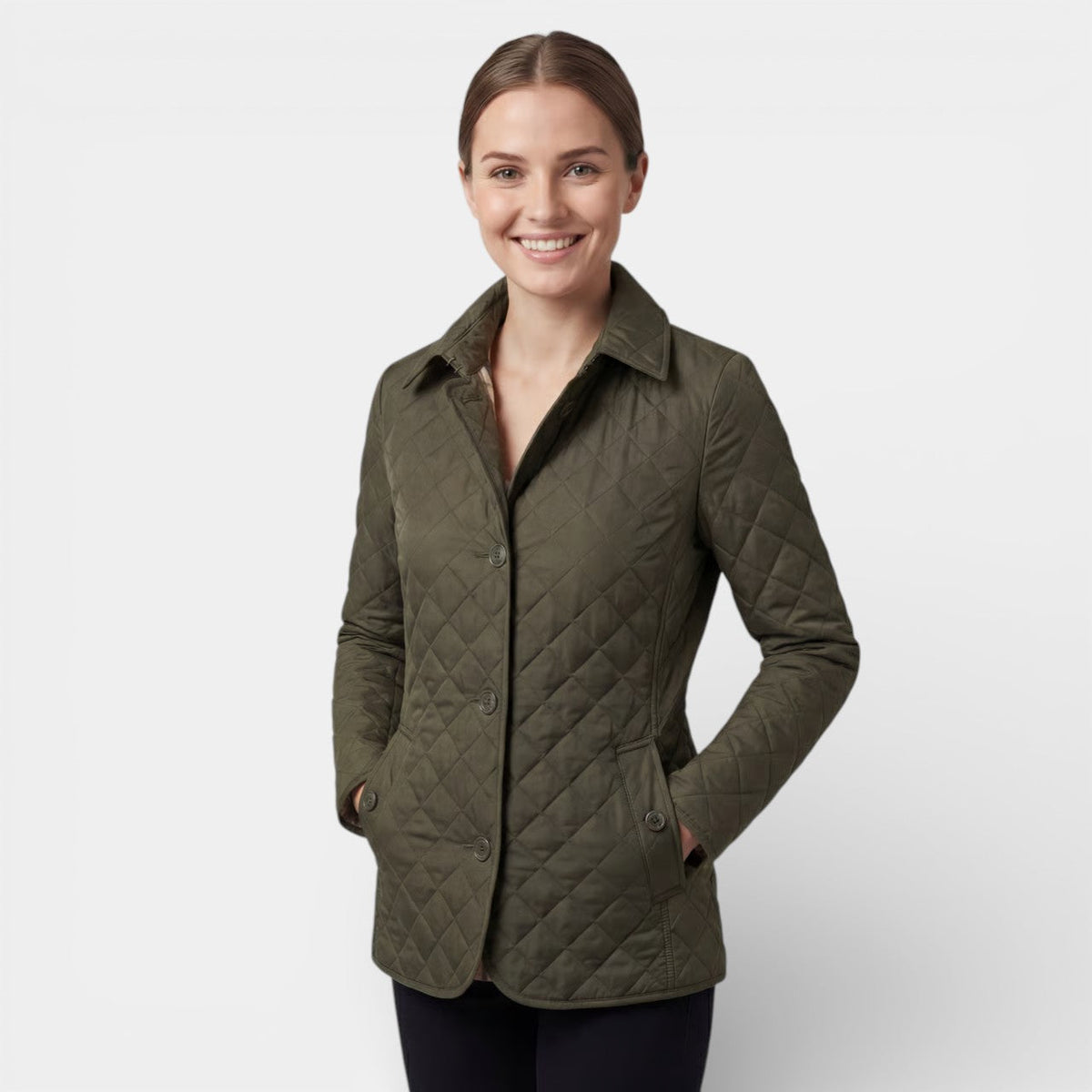 Women's Quilted Padded Cotton Lapel Jacket – Structured Slim Fit