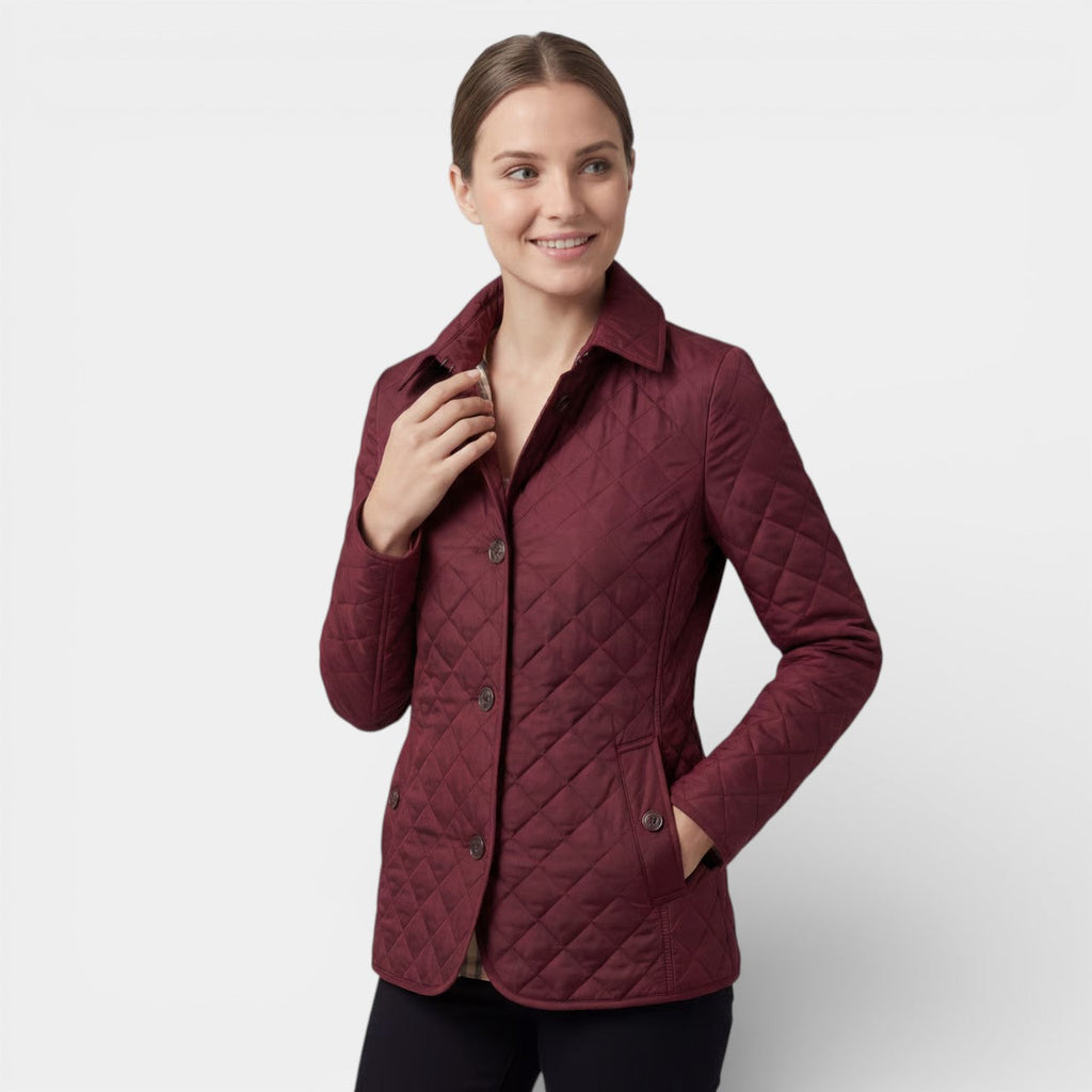 Women's Quilted Padded Cotton Lapel Jacket – Structured Slim Fit