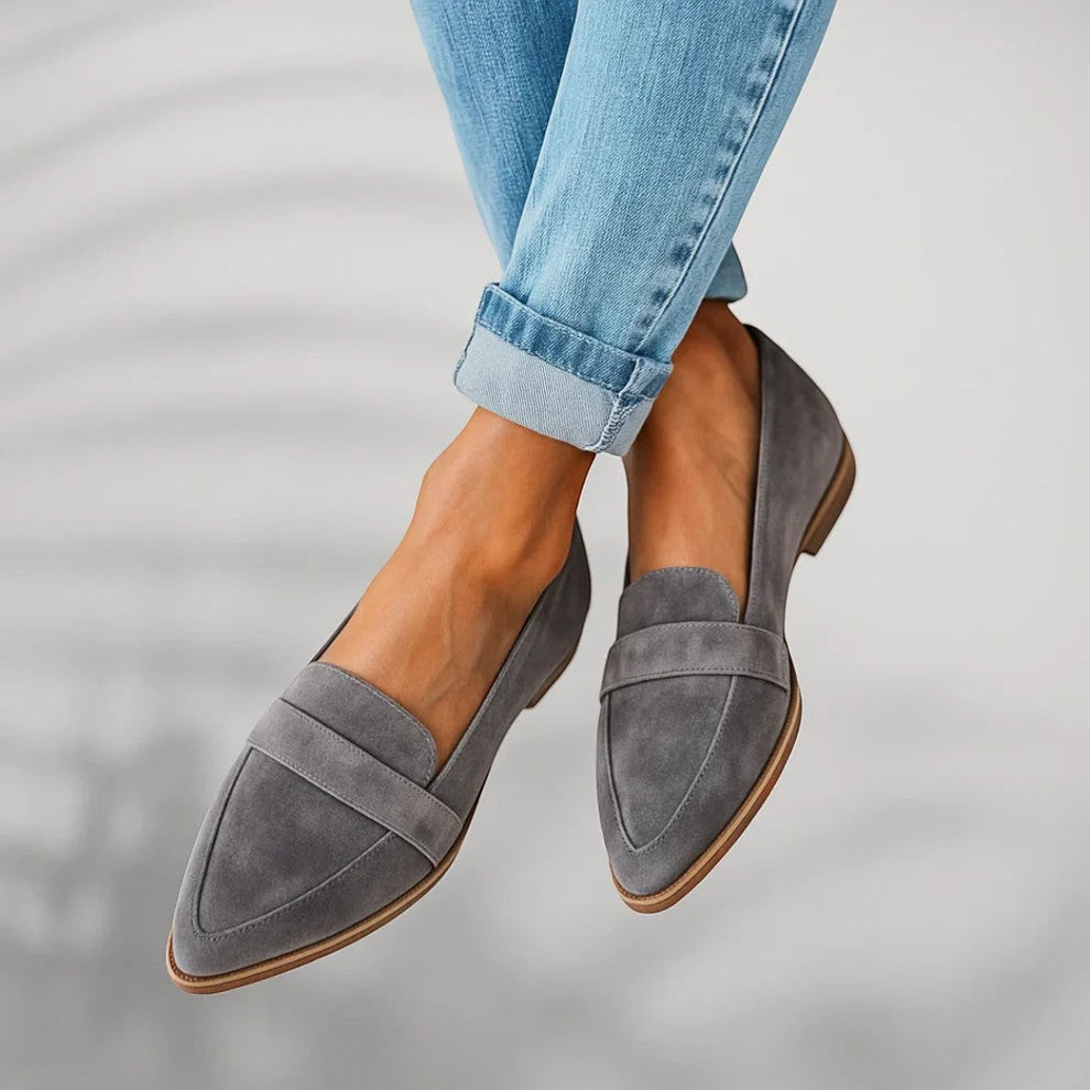 Calder Mayne | Women's Suede Pointed Toe Wedge Loafers