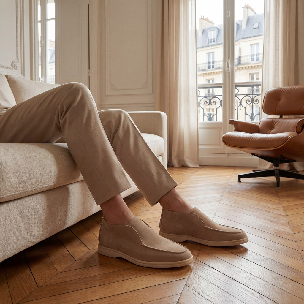 Men's high suede loafers – minimalist retro slip-on