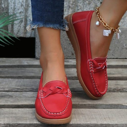 Women's Casual Leather Loafers – Easy Slip-On, Flexible Sole