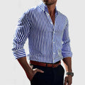 Men's striped linen shirt – long sleeves button fastening