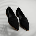 Calder Mayne | Women's Suede Pointed Toe Wedge Loafers
