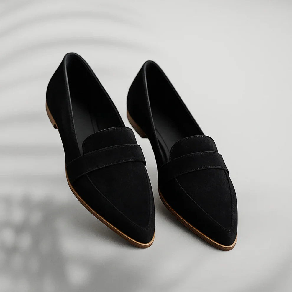 Calder Mayne | Women's Suede Pointed Toe Wedge Loafers