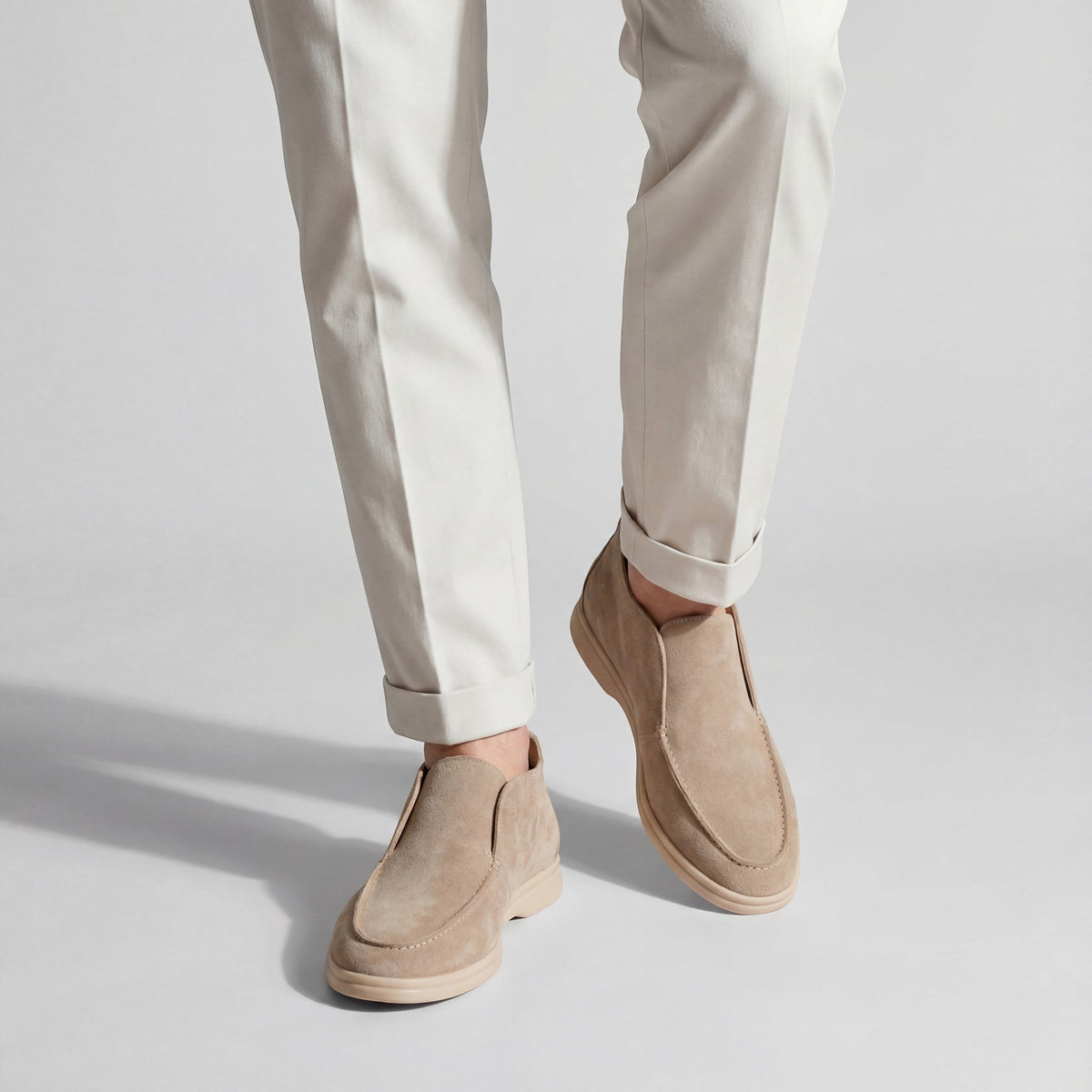 Men's high suede loafers – minimalist retro slip-on