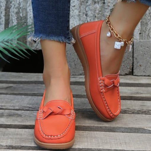 Women's Casual Leather Loafers – Easy Slip-On, Flexible Sole