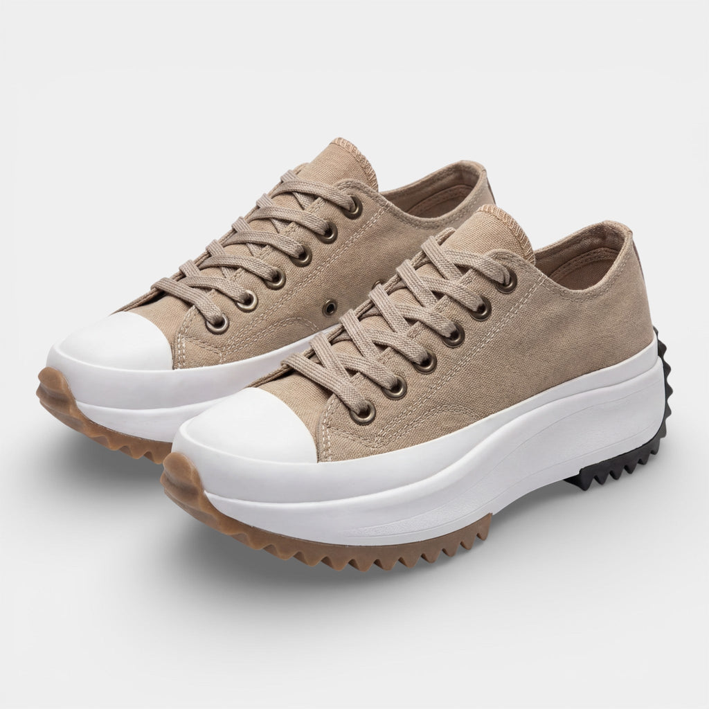 Women's canvas platform sneakers – Cushioned lace-up fit