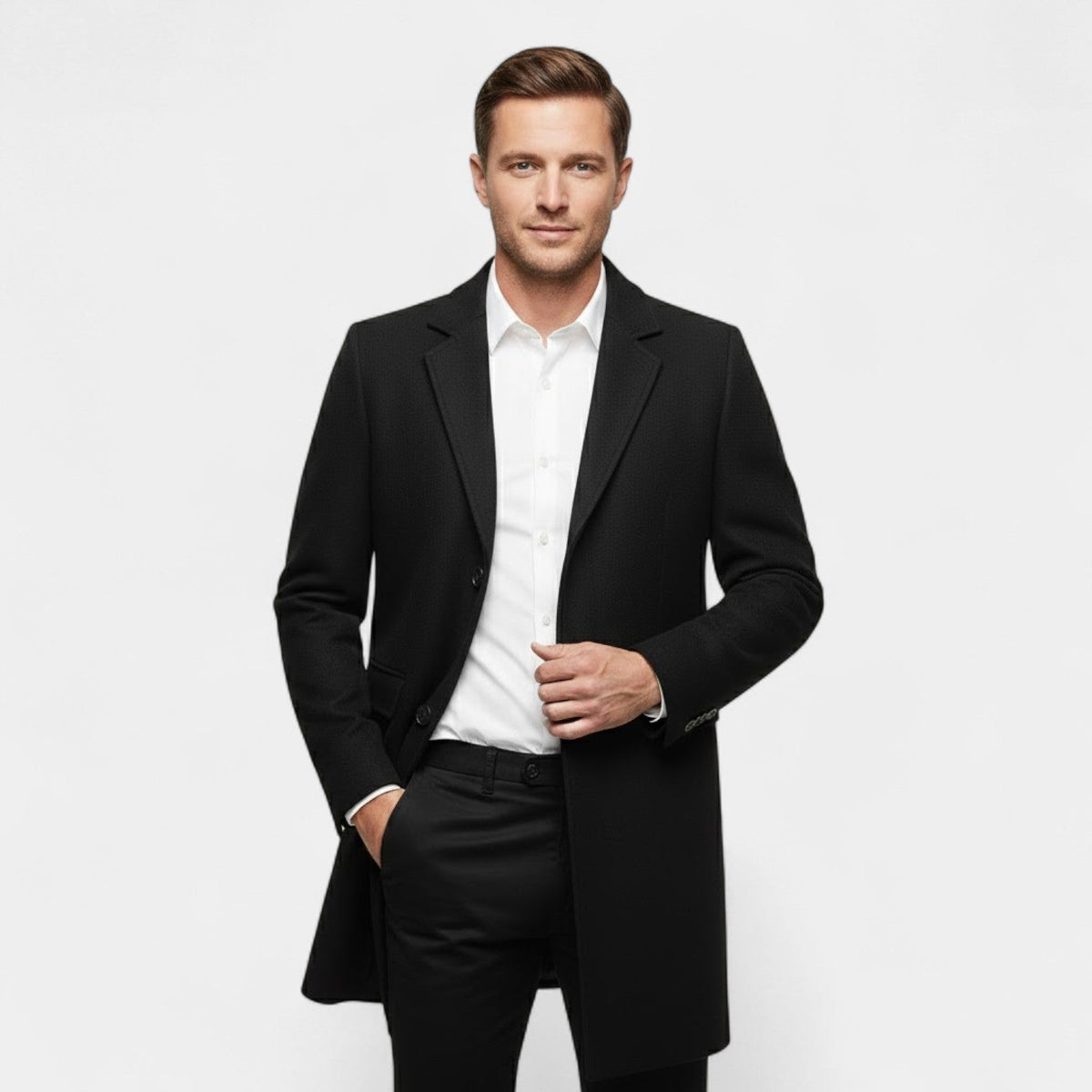 Calder Mayne | Men's Wool Coat – Long Classic Cut Trench