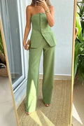 Calder Mayne | Women's Two-Piece Strapless Woven Fabric Trouser Suit