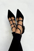 Calder Mayne | Women's Leather Block Heel Pointed Toe Strap Pumps