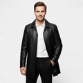 Calder Mayne | Men's Leather Coat with Lapels – Quilted Winter Fleece Parka