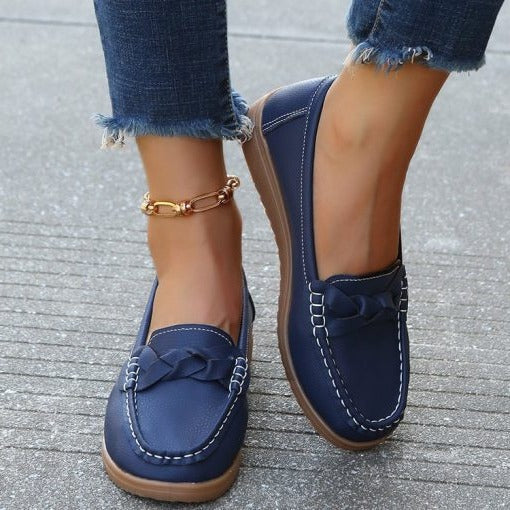 Women's Casual Leather Loafers – Easy Slip-On, Flexible Sole