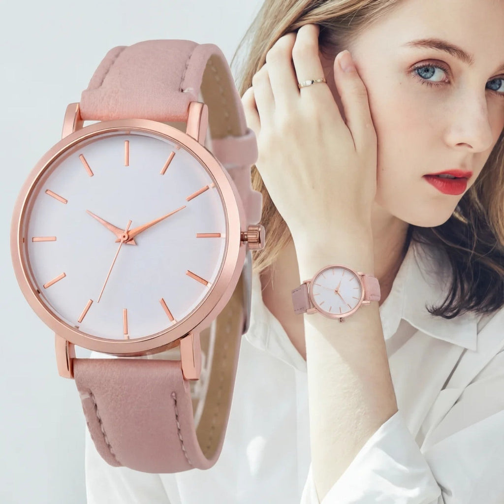 Women's Quartz Leather Watch – Minimalist Dial