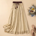 Women's linen midi skirt – Pleated flared cut