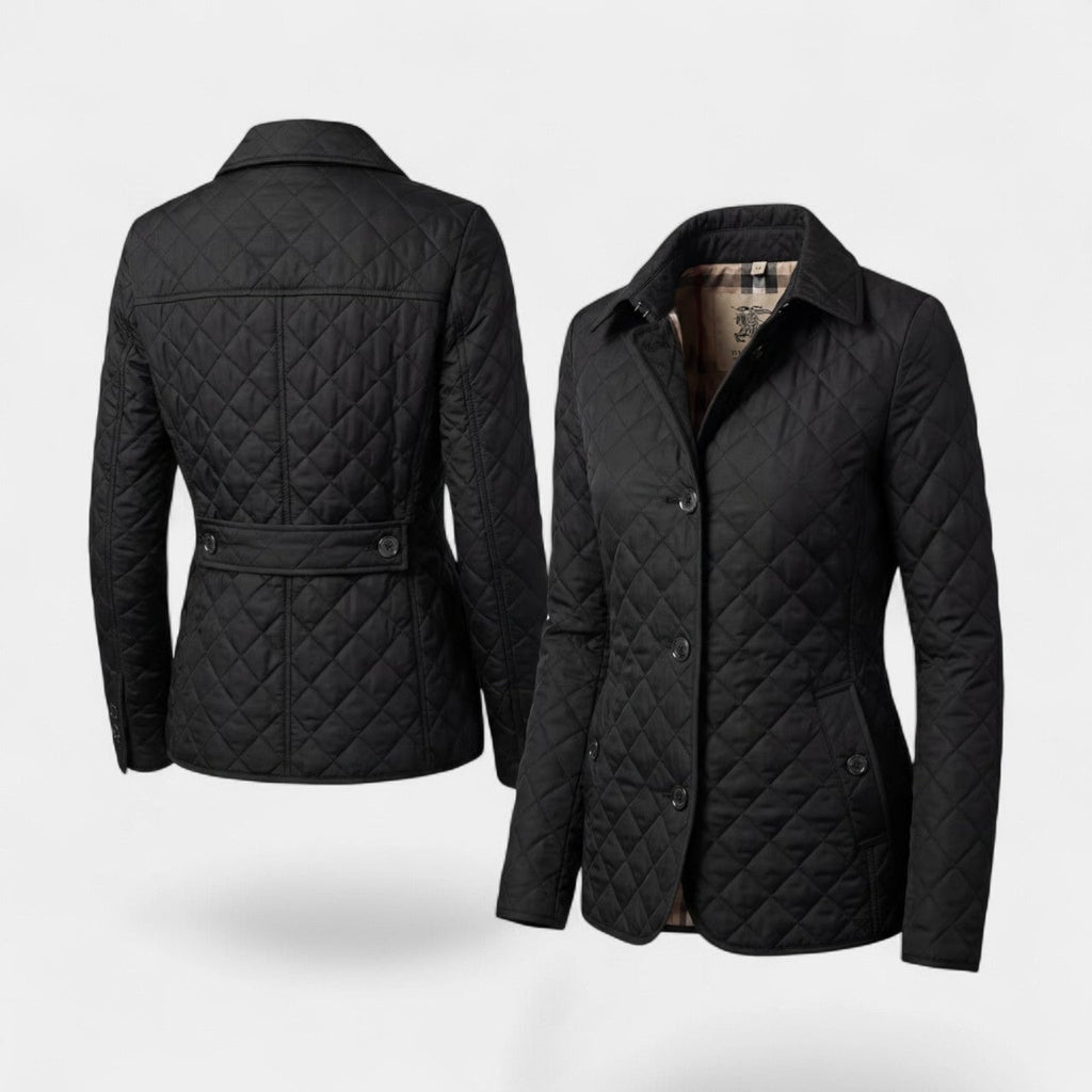 Women's Quilted Padded Cotton Lapel Jacket – Structured Slim Fit