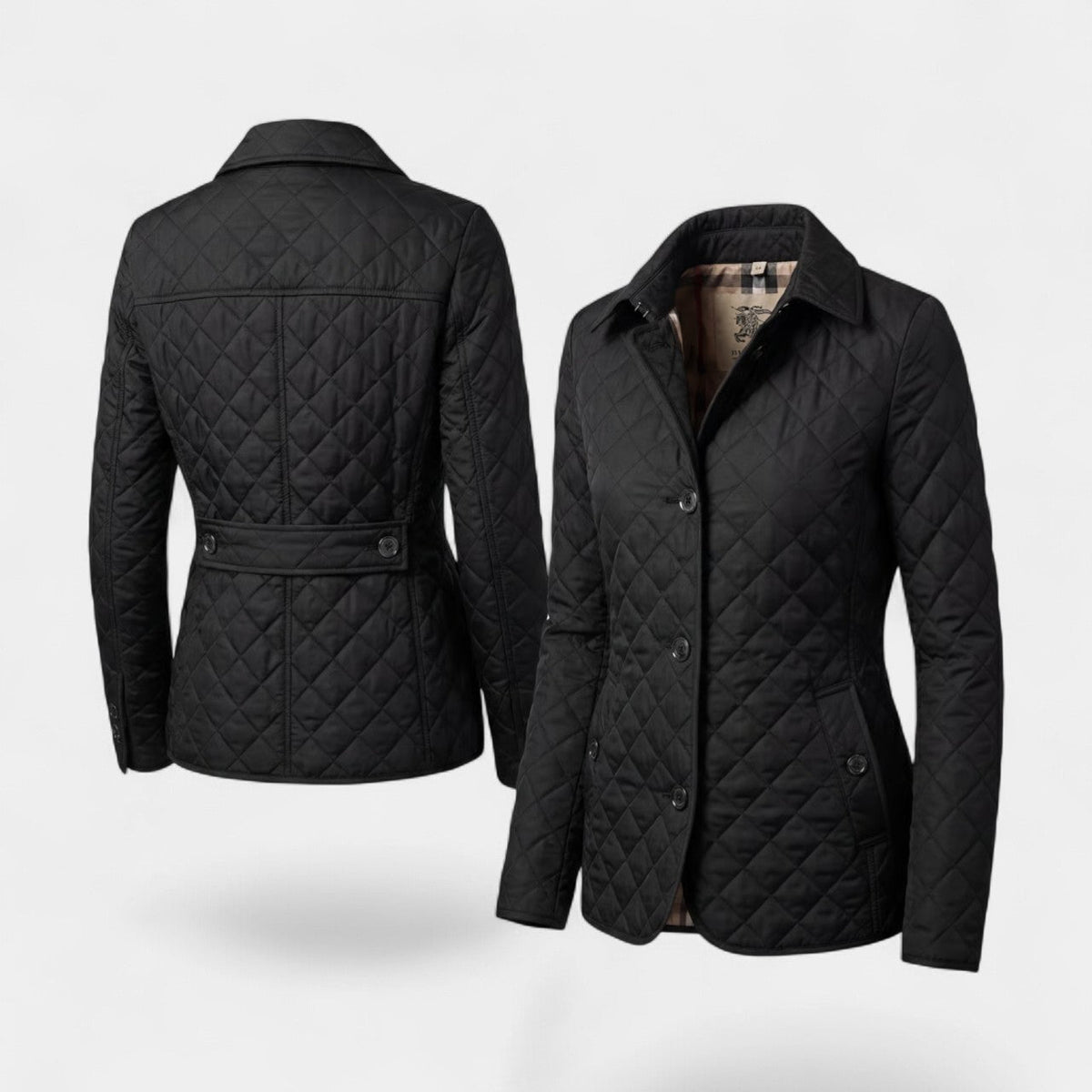 Women's Quilted Padded Cotton Lapel Jacket – Structured Slim Fit