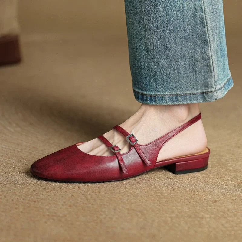 Women's Leather Flat Sandals – Single Strap Standard Fit