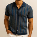 Men's jacquard knit polo shirt – Short sleeves, comfortable fit