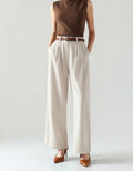 Women's High-Waisted Wide-Leg Woven Trousers – Flattering Fit