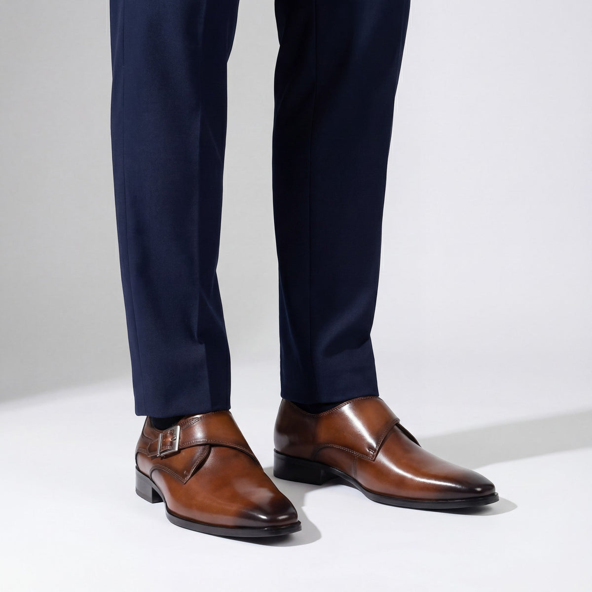Men's formal cowhide leather shoes – Square toe structured cut