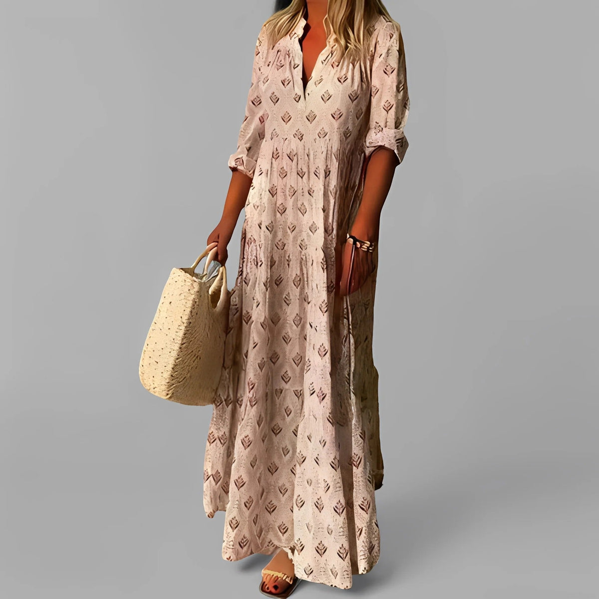 Women's long dress in lightweight fabric – Relaxed fluid fit
