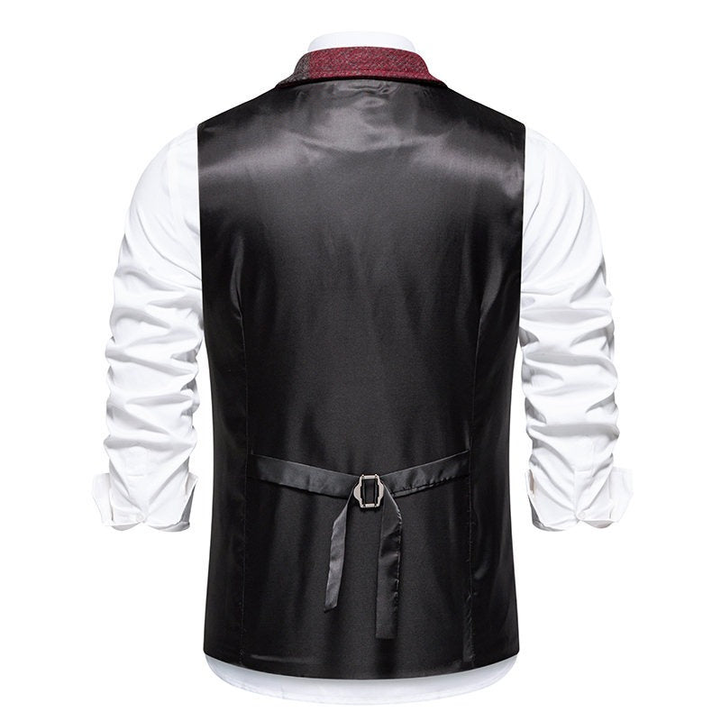 Men's Patchwork Suit Waistcoat – Tailored Structured Fit in Textured Fabric