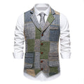 Men's Patchwork Suit Waistcoat – Tailored Structured Fit in Textured Fabric
