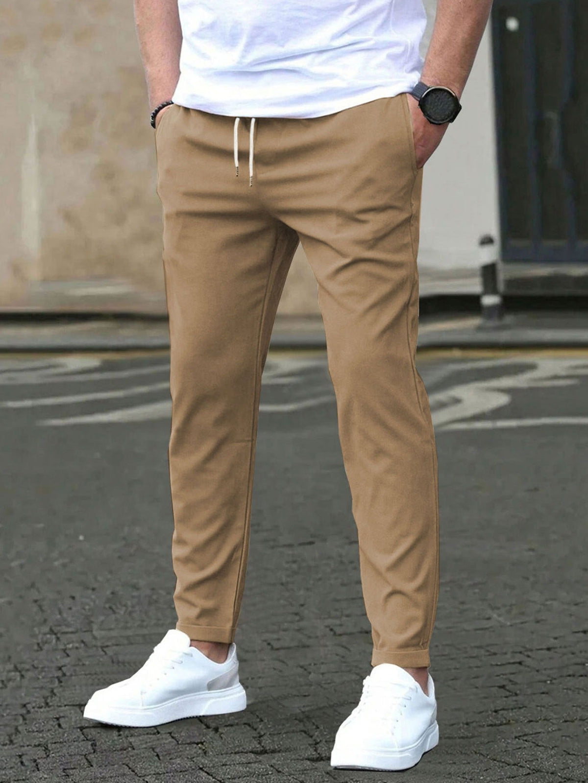 Men's Casual Slim-Fit Pants – Lightweight and Soft Woven Fabric