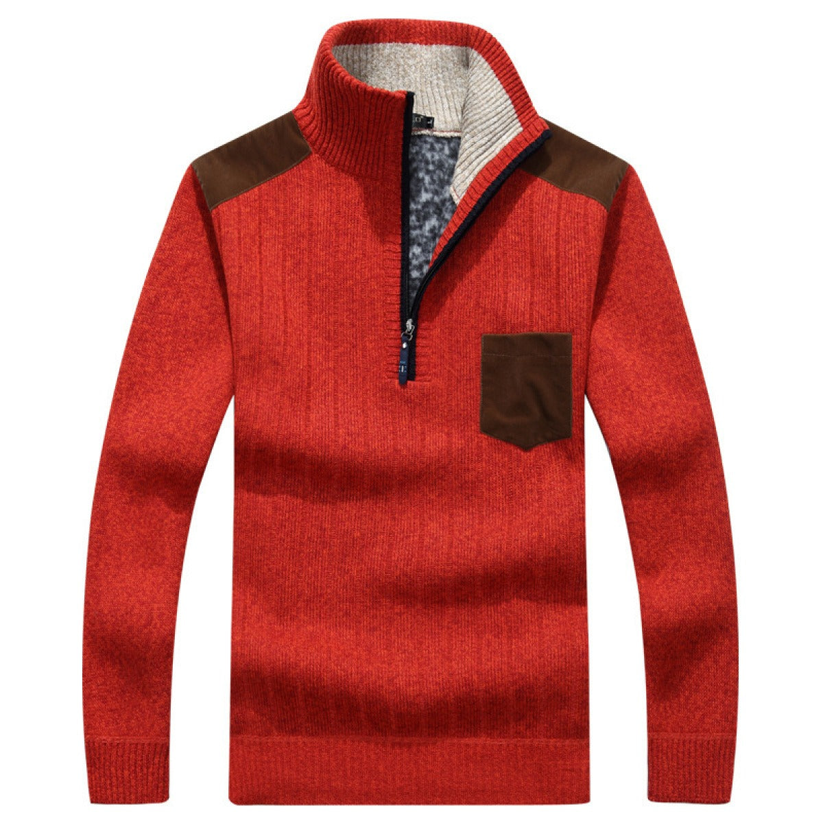 Men's Zip-Up Mock-Neck Sweater – Textured Finish