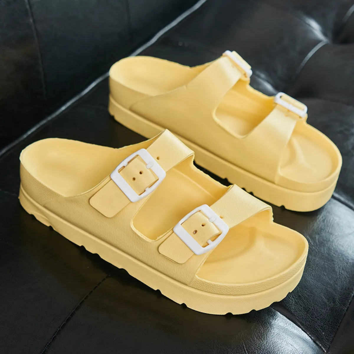 Women's Flat EVA Sandals – Lightweight with Double Buckle & Arch Support