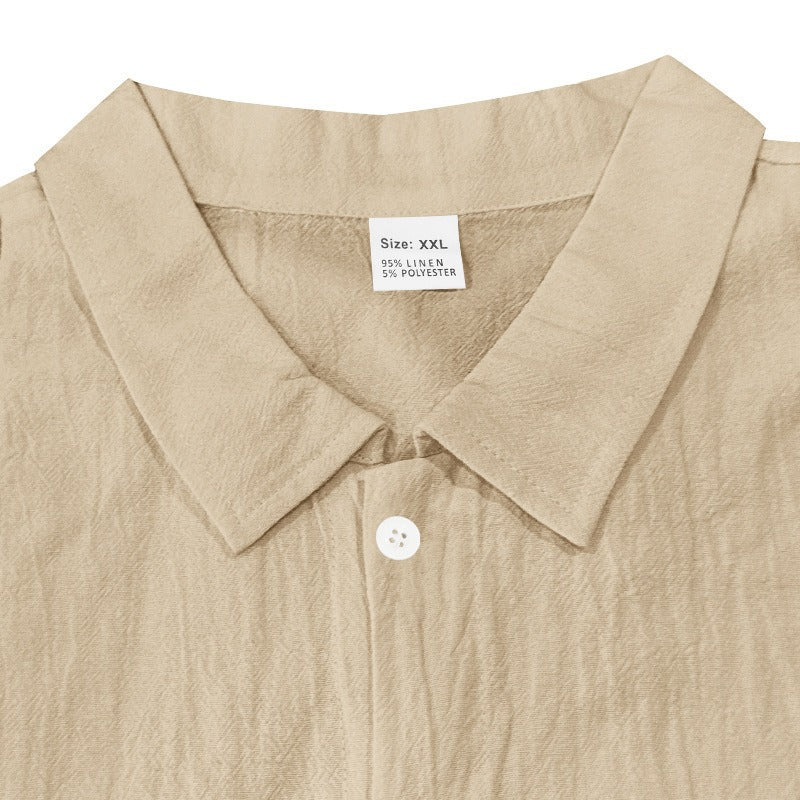 Men's Two-Piece Linen Set – Breathable Shirt and Drawstring Pants