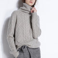 Textured Knitwear Sweater for Women – High Foldover Turtleneck