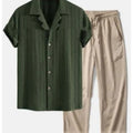 Men's Short Sleeve Shirt and Pants Set – Loose Casual Fit