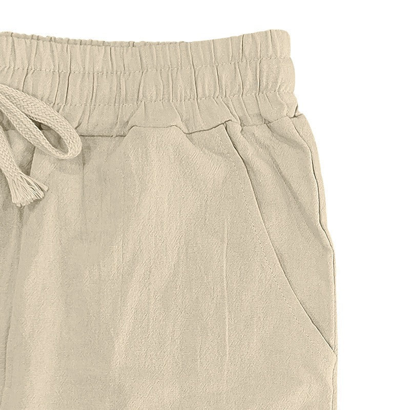Men's Two-Piece Linen Set – Breathable Shirt and Drawstring Pants