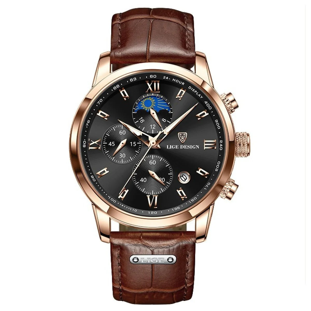 Men's Multifunction Quartz Watch – 42mm Dial Waterproof