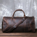 Men's Genuine Leather Travel Bag – Cylindrical Duffle Bag