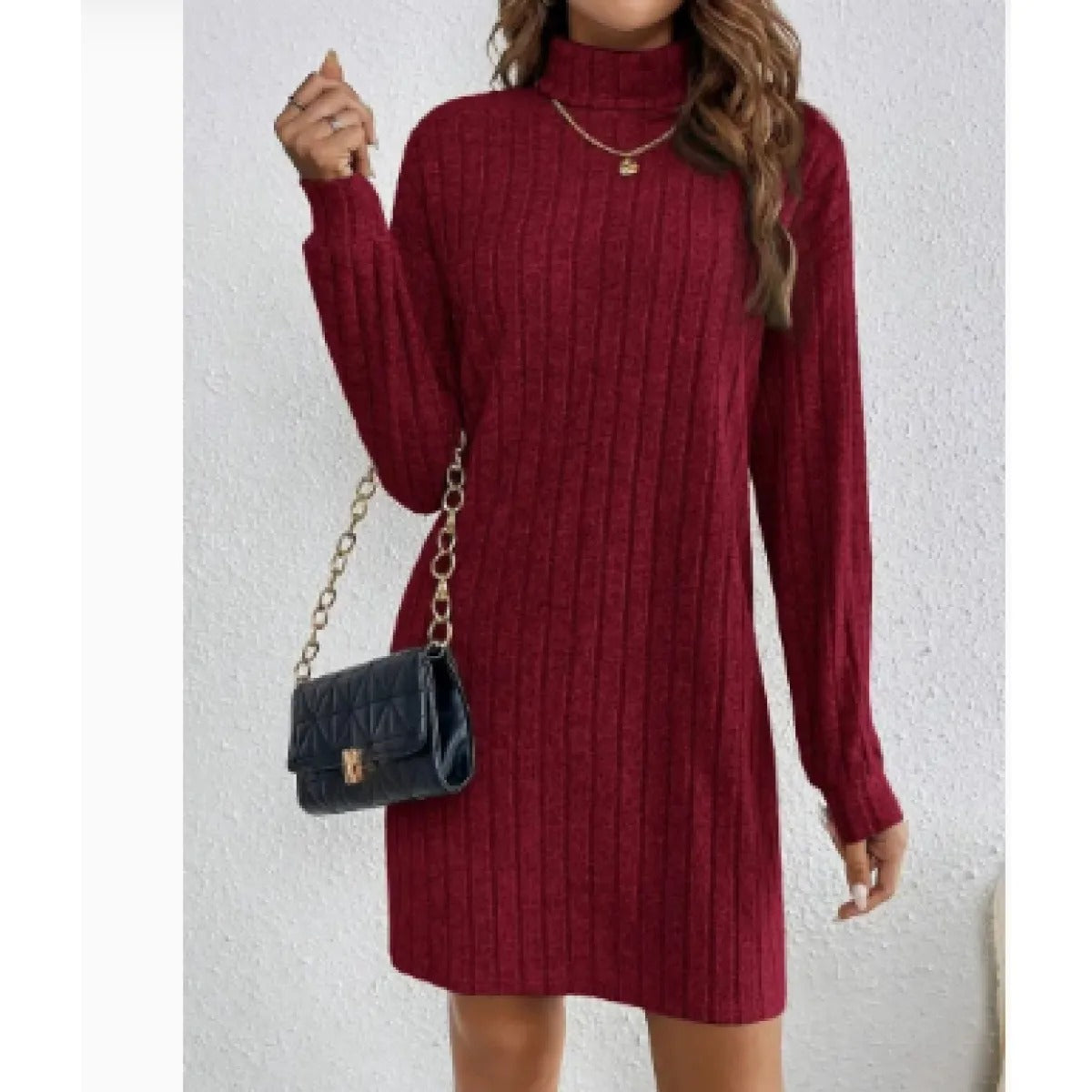 Women's Mini Dress – Loose Fit and Solid Color Silhouette